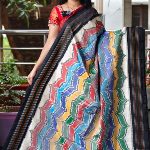 Twill ikkat silk sarees