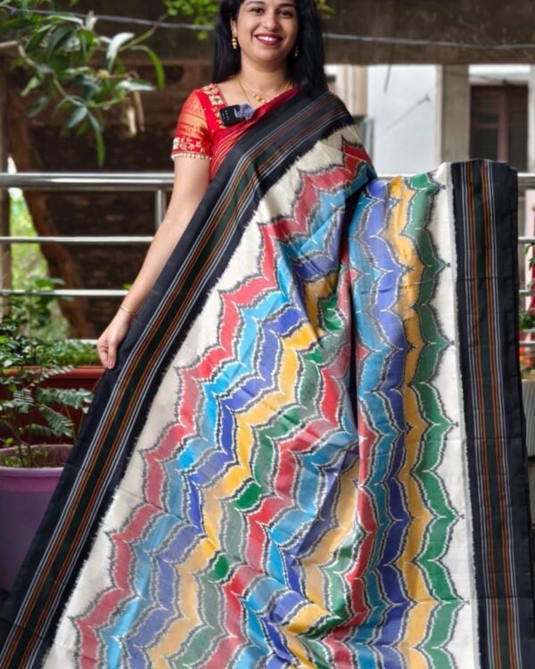 Twill ikkat silk sarees