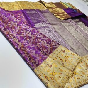 Pure Kanchipuram edge to edge meenakari brocade