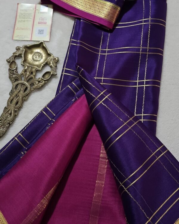 Exclusive Pure crepe Mysore silk sarees New Arrivals Checked pattern Silk mark certified For More Collections Pure Mysore Silk Saree Policy Return & Refund Shipping Information Time of Delivery Facebook FB YouTube YouTube Intagram Instagram Join WhatsApp WhatsApp Silk Mark Sarees
