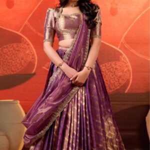 Urja Tissue Zari Lehenga Set in Purple