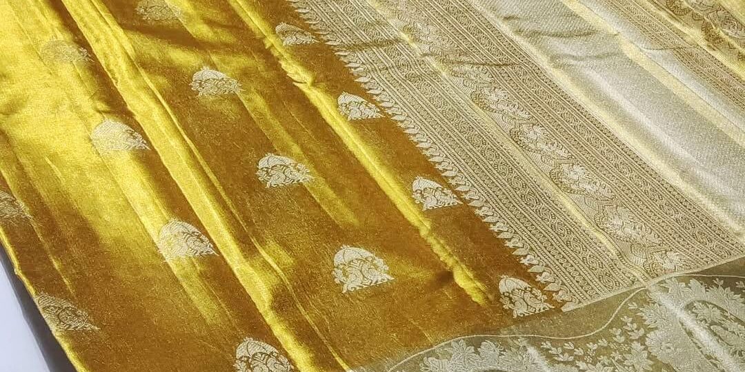 Wedding collection pure Kanchi pattu tissue floral brocade designs