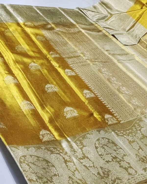 Wedding collection pure Kanchi pattu tissue floral brocade designs