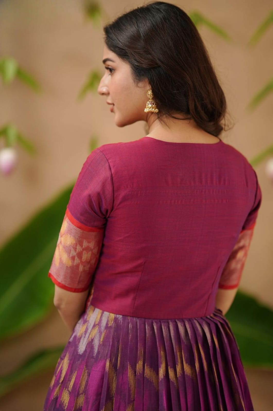 New Purple Ikkat Pochampally Pattu With Jacket Gown Dress 10 New Purple Ikkat Pochampally Pattu With Jacket Gown Dress - Image 10