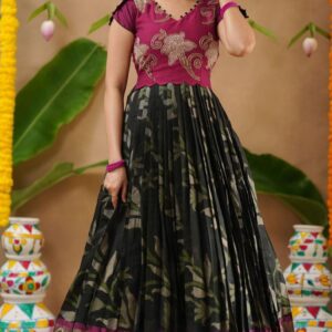 New Ikkat Pochampally Pattu Black Long Dress