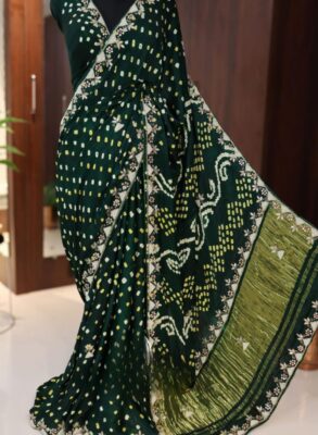 Hand Bandhej on pure Gajji silk sarees