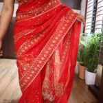 Red pure georgette sareeWhatsApp Image 2026 03 13 at 5.55.19 PM 3