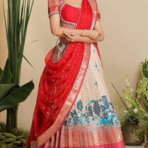 Saloni Banarasi Lehenga Set in Red