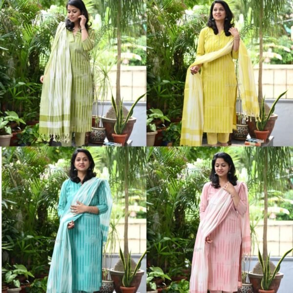 Cotton handloom weaving suit with handloom south cotton dupatta