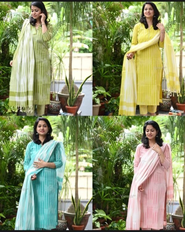 Cotton handloom weaving suit with handloom south cotton dupatta