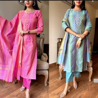 Pure modal chanderi self moonga zari work kuri
