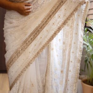 Chikankari collection pure georgette silk saree