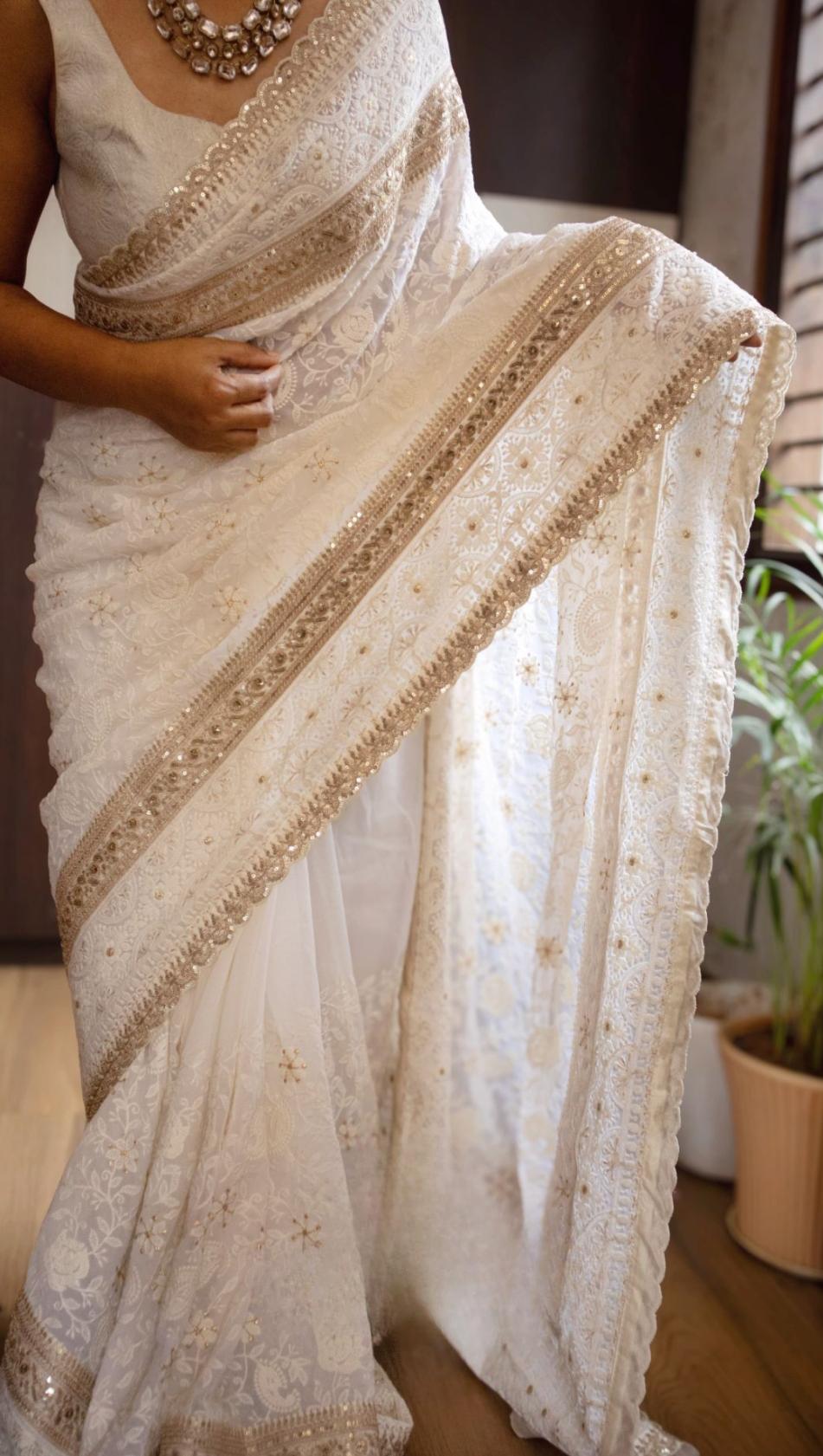 Chikankari collection pure georgette silk saree 1 Chikankari collection pure georgette silk saree