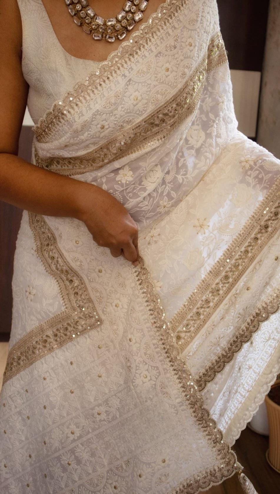 Chikankari collection pure georgette silk saree 3 Chikankari collection pure georgette silk saree - Image 3