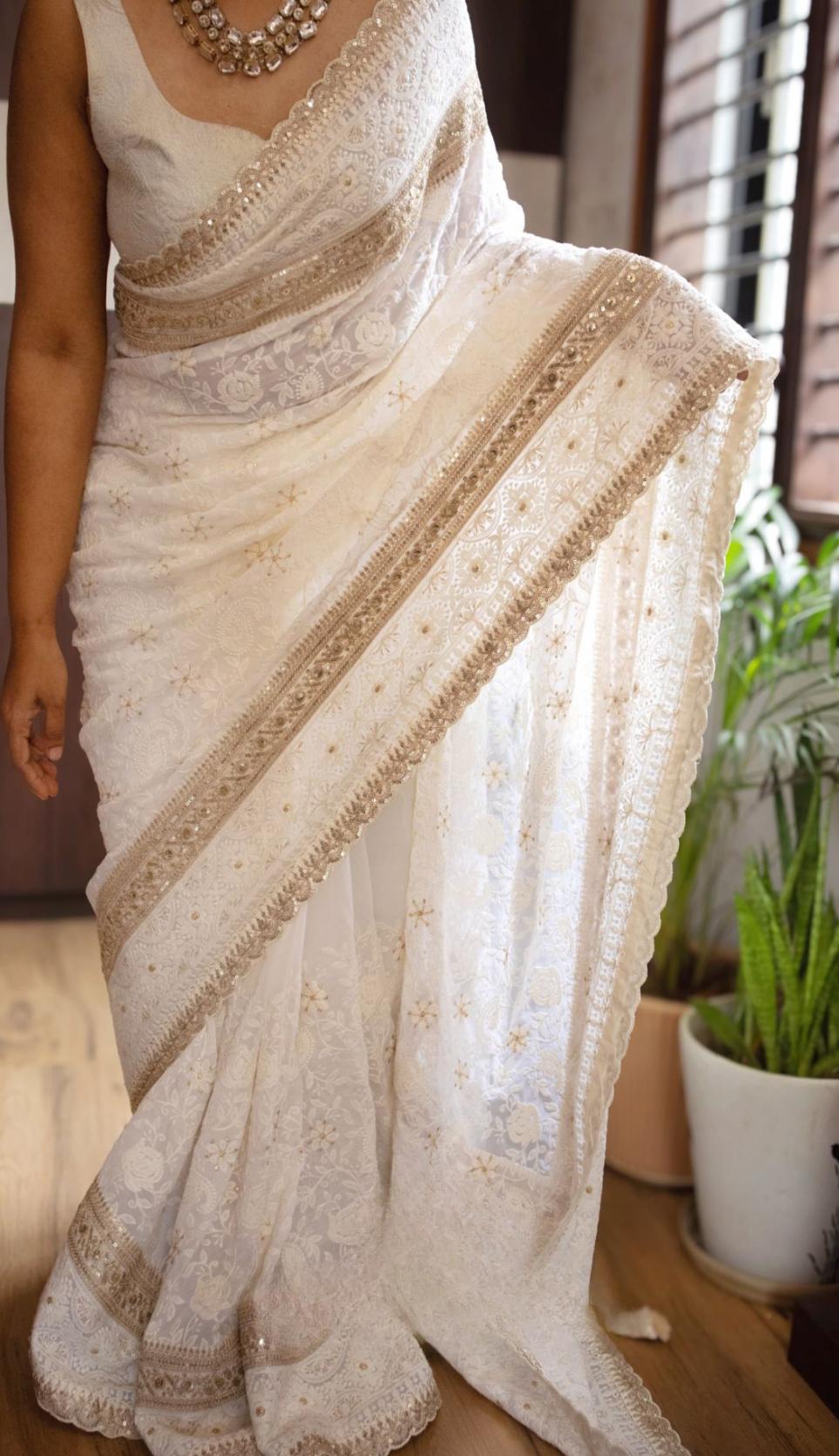 Chikankari collection pure georgette silk saree 5 Chikankari collection pure georgette silk saree - Image 5