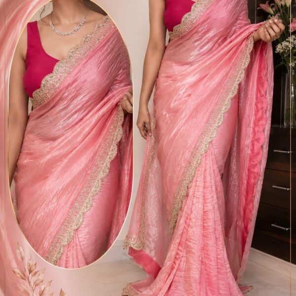Crushed tissue silk saree