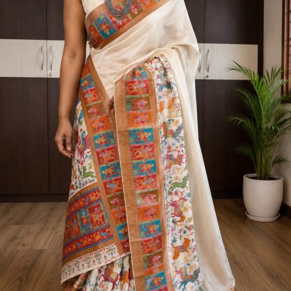 Kani weaves on pure munga silk saree