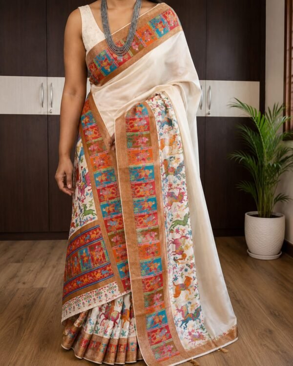 Kani weaves on pure munga silk saree
