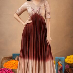 Mocha Mayurika Natural Crepe (Dress) in Brown