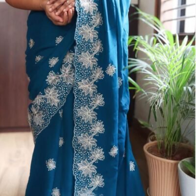 New Blue munga silk saree