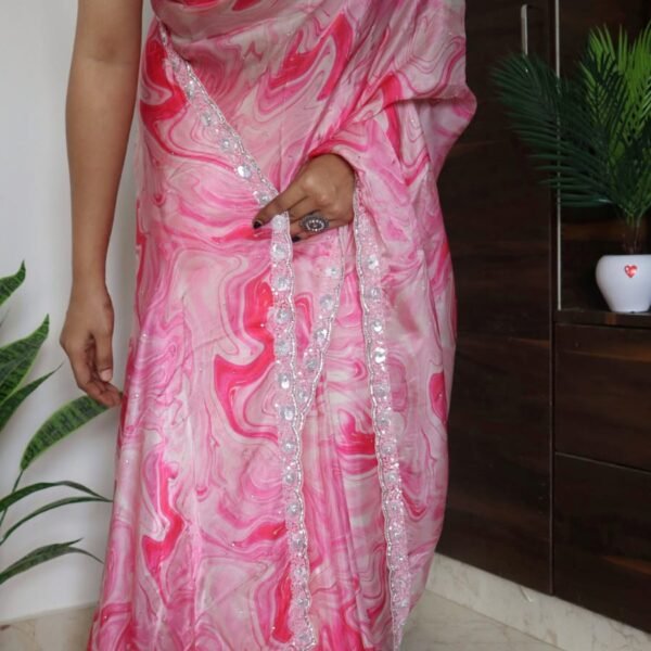 Pure Mysore crepe silk sarees with sequence and stone handwork