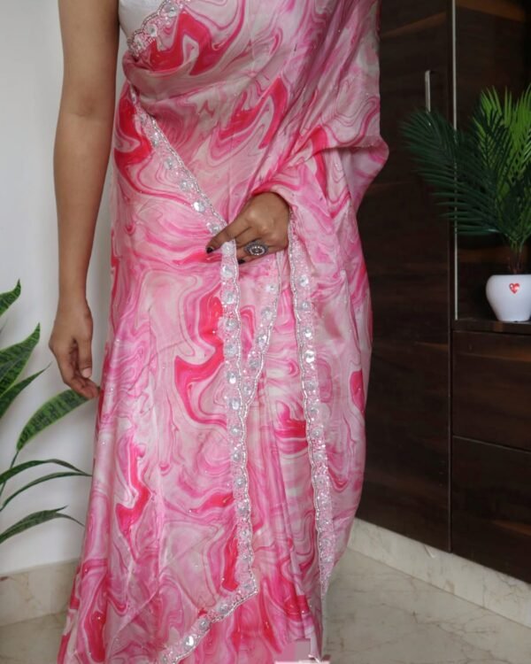Pure Mysore crepe silk sarees with sequence and stone handwork