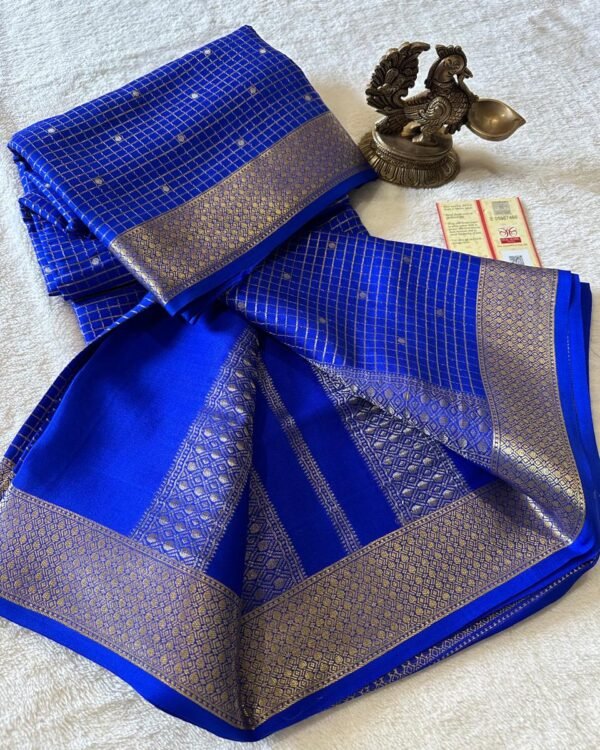 Checks pattern mysore silk saree