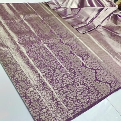 Pure kanchi pattu tissue boarder less Meenakari tissue silk saree
