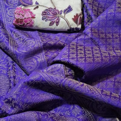 Pure wrinkle crepe brocade Mysore silk saree