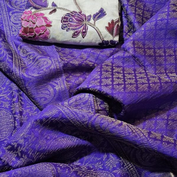 Pure wrinkle crepe brocade Mysore silk saree