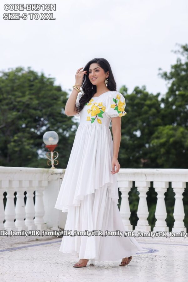 White Marigold Long Frock - Image 4