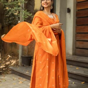 Self-weave embroidery handloom cotton suit set