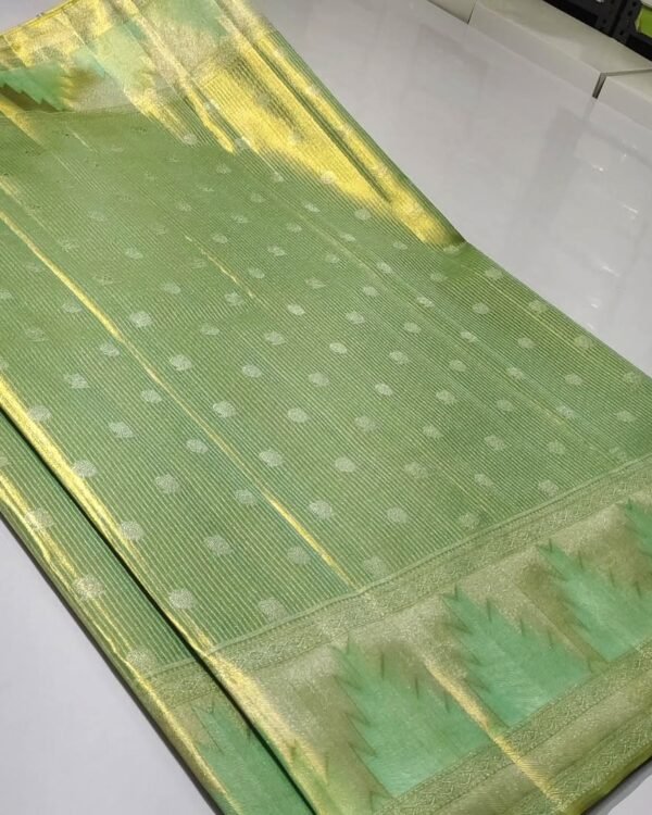Pure kanchi pattu tissue edge to edge Meenakari brocade designs
