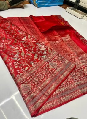 Pure kanchipattu resham pack edge to edge Meenakari pattern designs