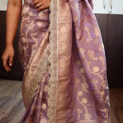 Pure banarasi silk saree with exclusive pearl work and stones