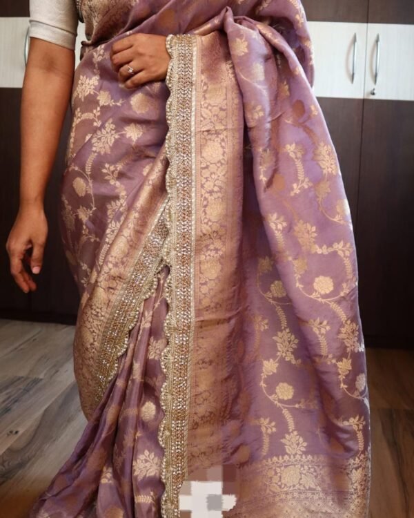 Pure banarasi silk saree with exclusive pearl work and stones