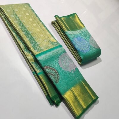 Pure kanchipattu handloom tissue scart 2g Meenakari brocade