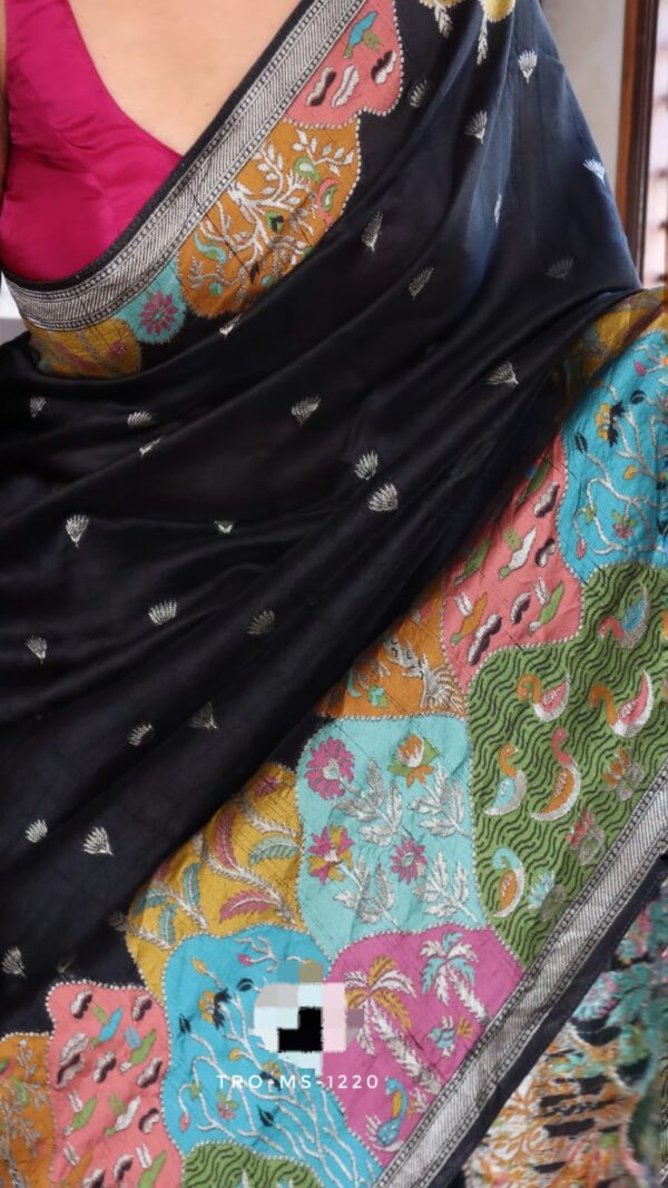 Pure tussar silk sarees in silver zari - Image 10