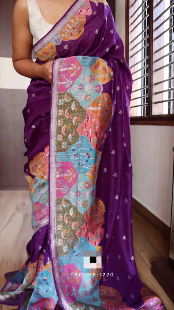 Pure tussar silk sarees in silver zari - Image 7