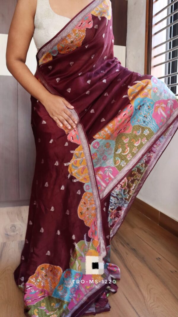 Pure tussar silk sarees in silver zari - Image 4