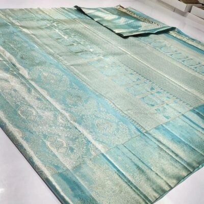 Pure kanchipattu 2d tissue floral brocade designs 