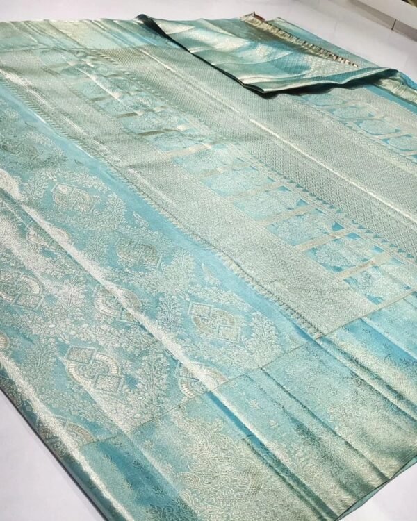 Pure kanchipattu 2d tissue floral brocade designs 