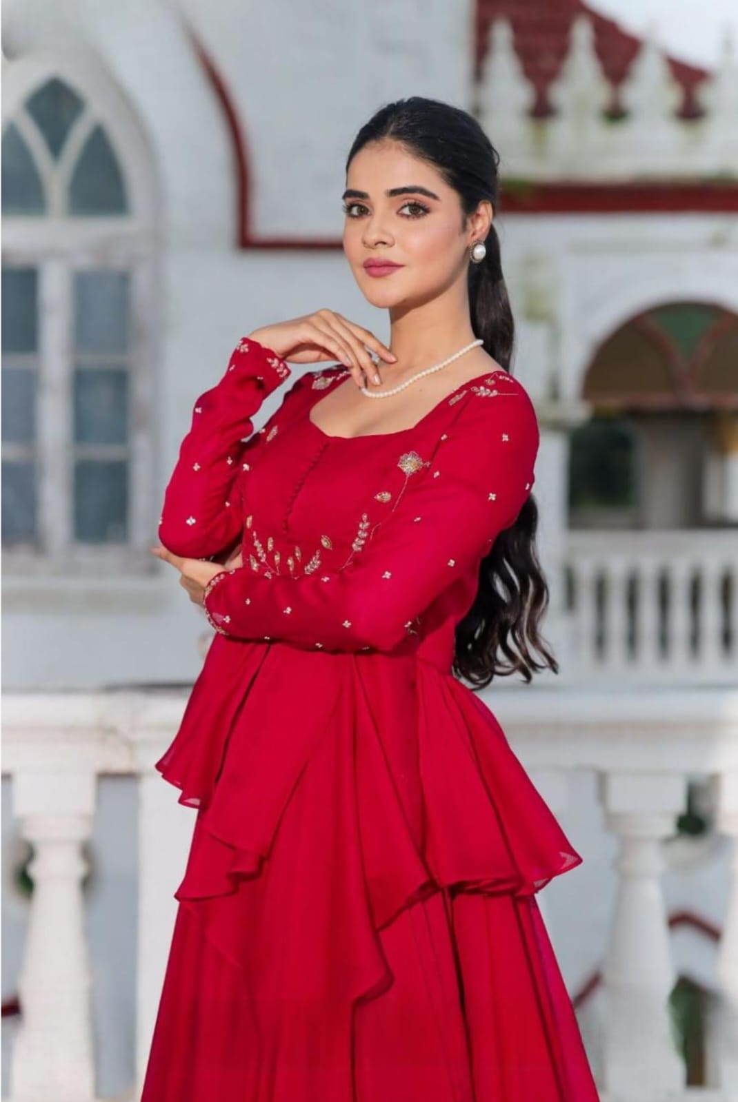 Salvia Red IndoWestern Set 5 Salvia Red IndoWestern Set - Image 5