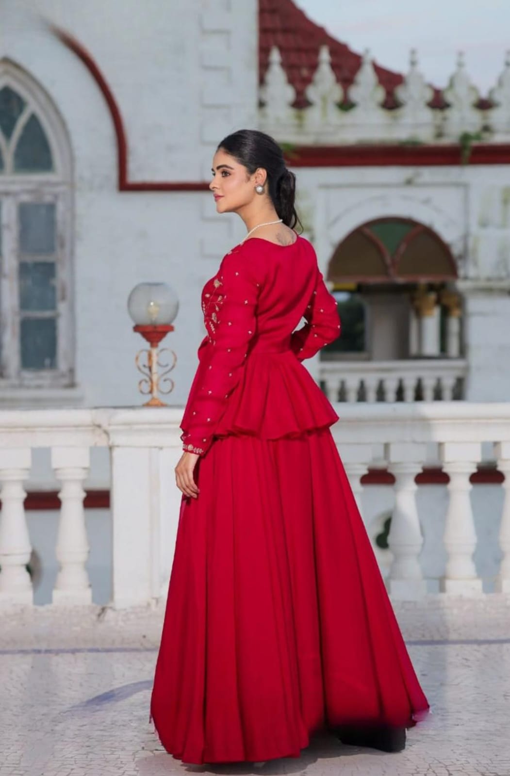 Salvia Red IndoWestern Set 3 Salvia Red IndoWestern Set - Image 3