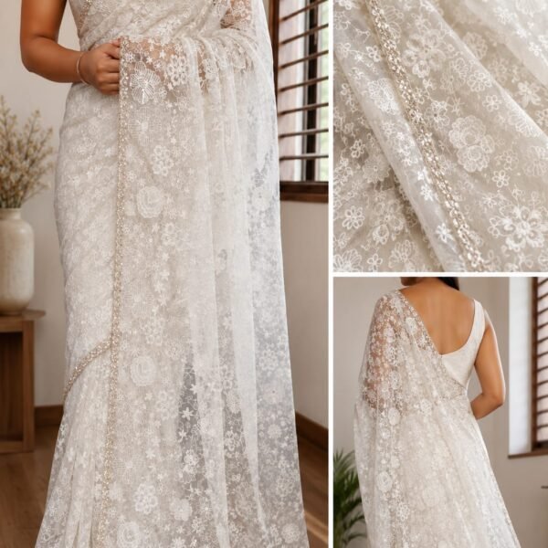 Beautiful floral Chantilly lace exclusive sarees