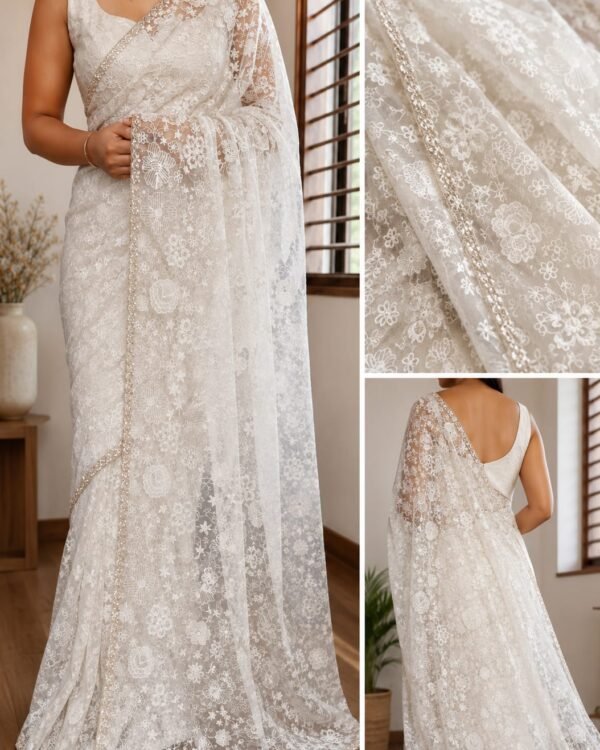 Beautiful floral Chantilly lace exclusive sarees
