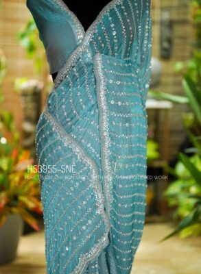 Blue Sequence work saree