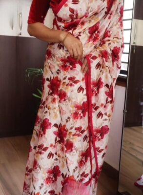 Pure handloom tussar silk saree with a floral pattern