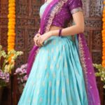 Sky Blue Gadwal Lehenga Set