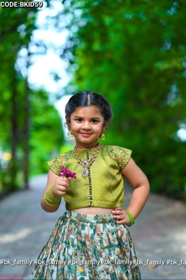 Baby Devi Lehenga Set in Mehndi - Image 5